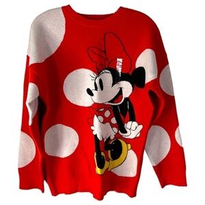 Disney Parks Minnie Mouse Knit Pullover Sweater Adult SZ S NEW NWT